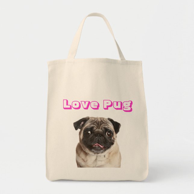 Love Pug Puppy Dog Canvas  Grocery otebag Tote Bag (Front)