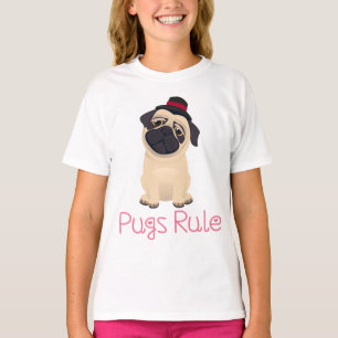 Love Pug Puppy Dog Cartoon Girls T-Shirt