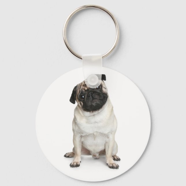 Love Pug Puppy Dog Keychain (Front)