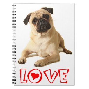 Love Pug Puppy Dog Red Notebook / Journal