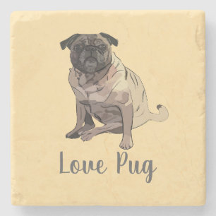Love Pug Stone Coaster