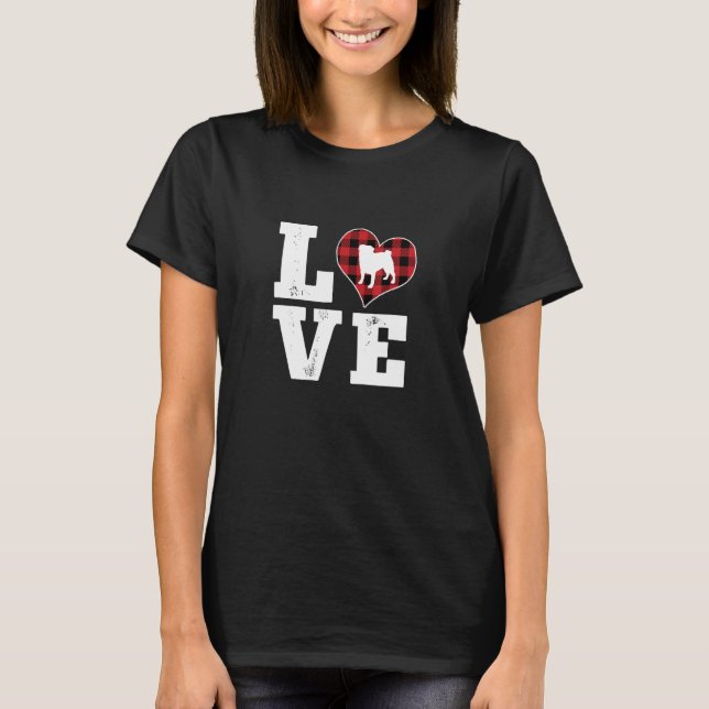 Love Puggle Dog Lover Gifts Buffalo Plaid Dog Vale T-Shirt (Front)