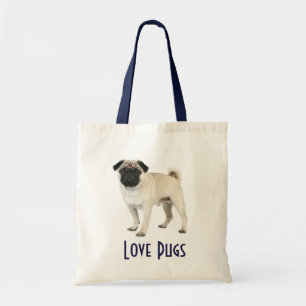 Love Pugs Puppy Dog Canvas Beach Totebag Tote Bag