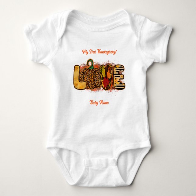 Love Pumpkin Autumn Customise Baby Bodysuit (Front)