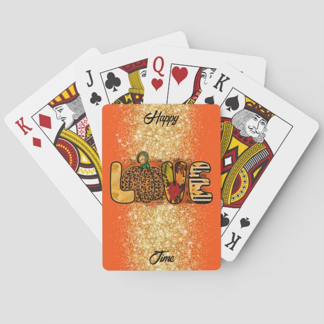 Love Pumpkin Autumn Customise Text and Colour Playing Cards (Back)