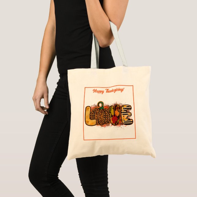 Love Pumpkin Autumn Customise Tote Bag (Front (Product))