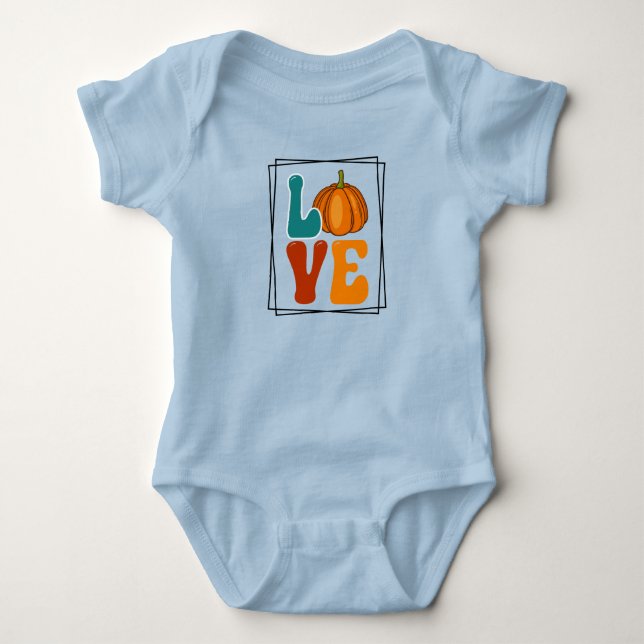 Love, Pumpkin Fall Autumn  Baby Bodysuit (Front)