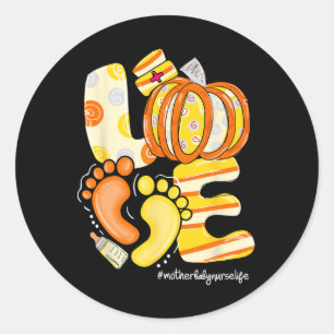 Love Pumpkin Footprint Mother Byby Fall Autumn Classic Round Sticker
