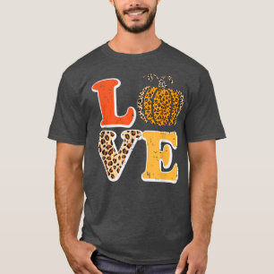Love Pumpkin Leopard Autumn Fall Halloween 31st Oc T-Shirt
