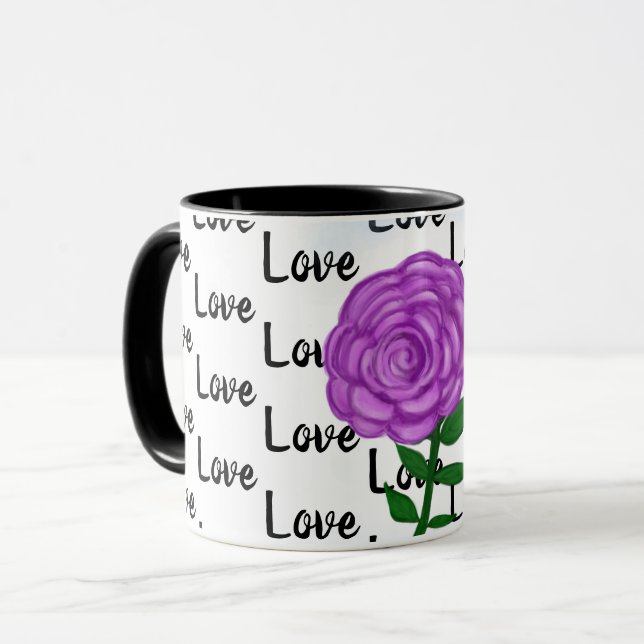Love Purple Flower Mug (Front Left)