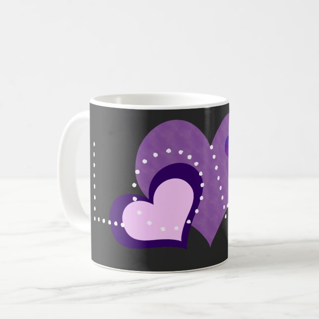Love Purple Hearts Coffee Mug (Front Left)