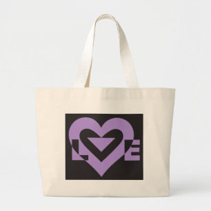 Love Purple on Black Large Tote Bag
