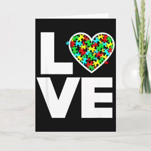 Love Puzzle Piece Cute Heart World Autism Awarenes Card