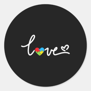 Love Puzzle Pieces Heart Autism Awareness Gifts Classic Round Sticker