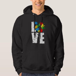 LOVE Puzzle Pieces Heart Autism Awareness Hoodie