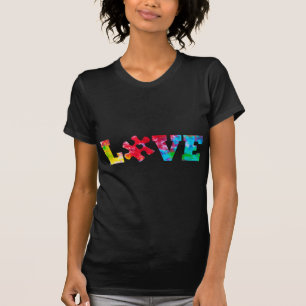 LOVE Puzzle Pieces Heart Autism Awareness Tie Dye  T-Shirt