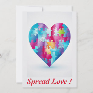 Love Puzzle Rainbow Heart 3 Personalised Holiday Card