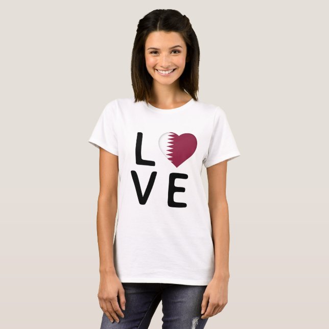 Love - Qatar Flag T-Shirt (Front Full)
