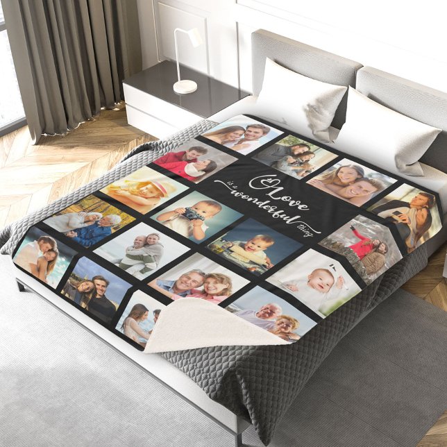 Love Quote Black 18 Photo Collage Sherpa Blanket (Creator Uploaded)