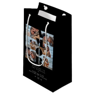 LOVE Quote Black Collage Welcome Wedding 6 Photos Small Gift Bag