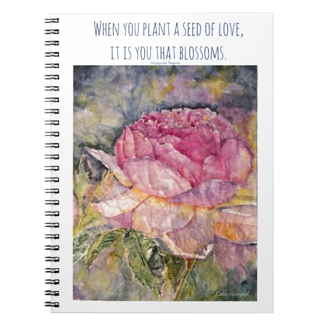 Love Quote Floral Watercolor Art Spiral Notebook (Front)