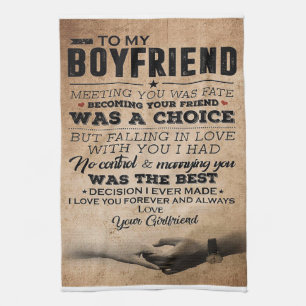 Love Quote For Boyfriend   Cute Boyfriend Gift Tea Towel