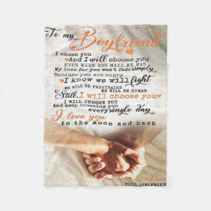 Love Quote For Boyfriend Gift for husband, bf Fleece Blanket