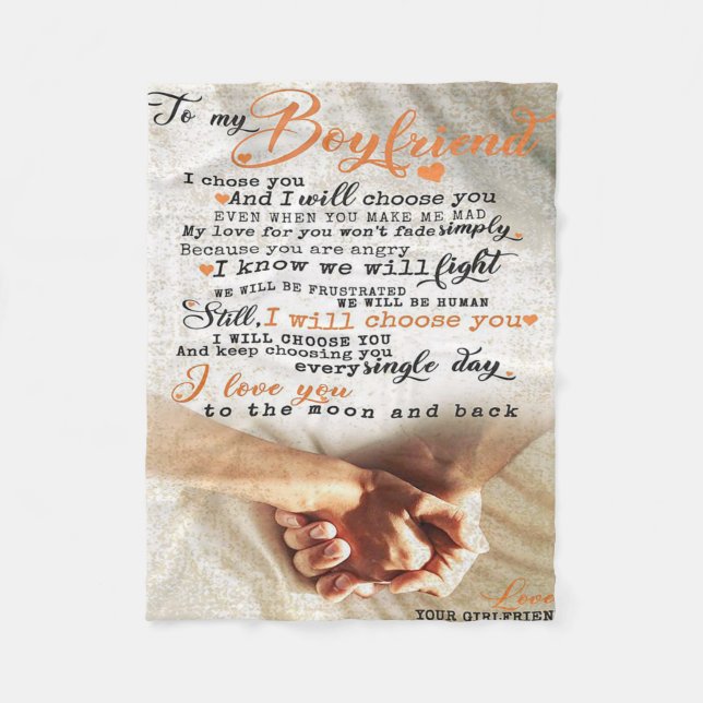 Love Quote For Boyfriend | Gift for husband, bf Fleece Blanket (Front)