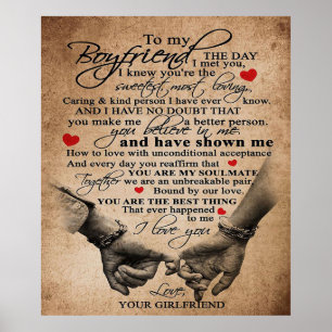 Love Quote For Boyfriend   Matching Couple Gift Poster