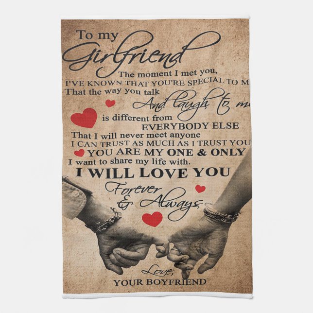 Love Quote For Girlfriend | Best Gift For Wife Tea Towel (Vertical)