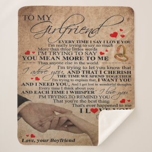 Love Quote For Girlfriend   Cute Decor Gift Sherpa Blanket