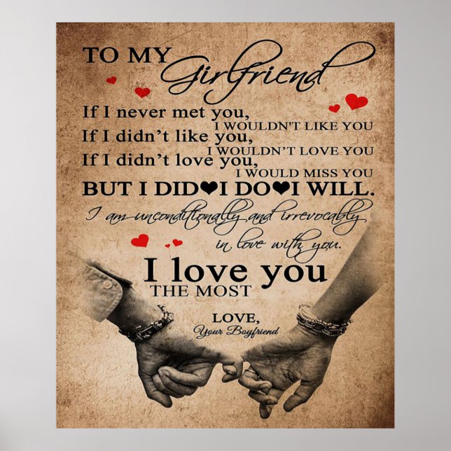 Love Quote For Girlfriend | Funny Quotes Gift Poster (Front)