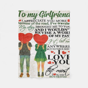 Love Quote For Girlfriend   Lovely Couple Gift Fleece Blanket