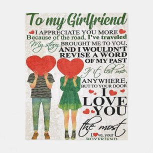 Love Quote For Girlfriend   Lovely Couple Gift Fleece Blanket