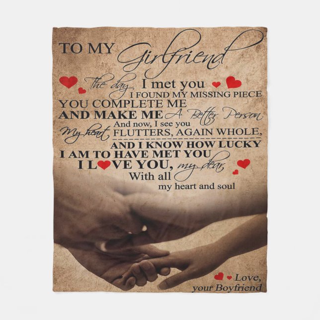 Love Quote For Girlfriend | Trendy Gift Fleece Blanket (Front)