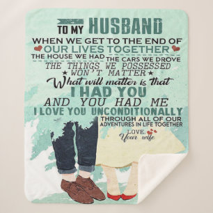 Love Quote For Husband   Lovely Gift Sherpa Blanket