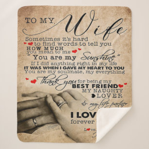 Love Quote For Wife Home Decor Gift Sherpa Blanket