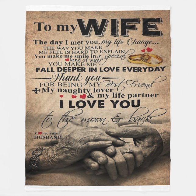 Love Quote For Wife | Lovely Present for wife Fleece Blanket (Front)