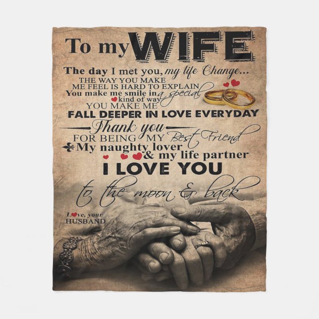 Love Quote For Wife | Lovely Present for wife Fleece Blanket (Front)