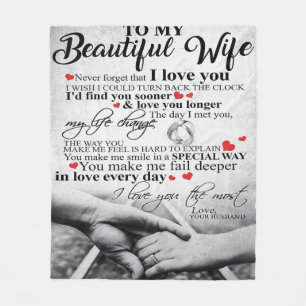Love Quote For Wife   Matching Couples Gift Fleece Blanket
