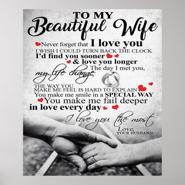Love Quote For Wife | Matching Couples Gift Poster (Front)