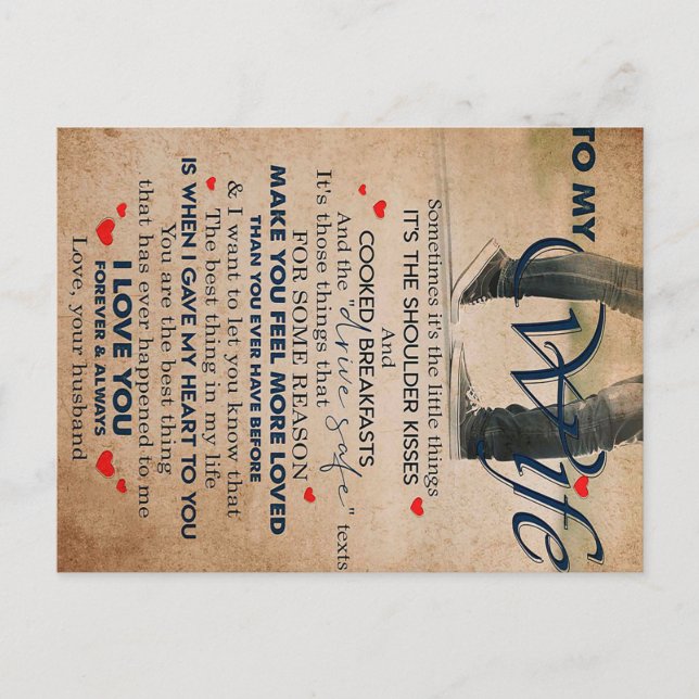 Love Quote For Wife, Wife Birthday, Wedding Couple Postcard (Front)
