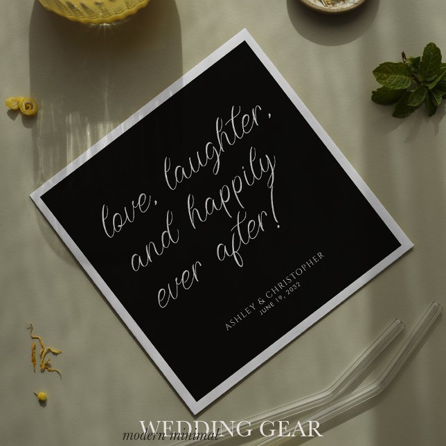 Love Quote Minimal Typographic Black Cocktail Napkin (Creator Uploaded)
