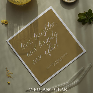 Love Quote Minimal Typographic Gold Cocktail Napkin