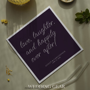 Love Quote Minimal Typographic Purple Cocktail Napkin