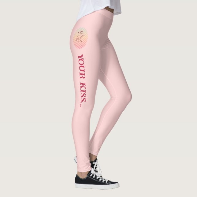 Love Quote Romantic Kiss Pink Leggings (Right)
