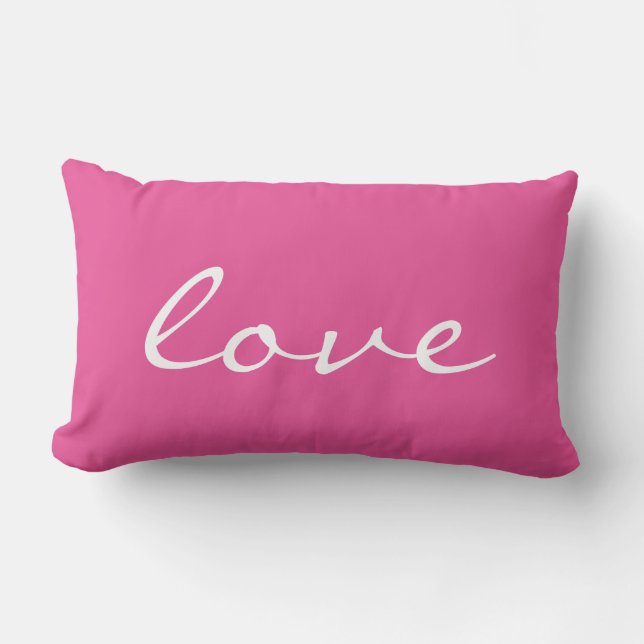 Love Quotes Chic Hot Pink Lumbar Cushion (Front)