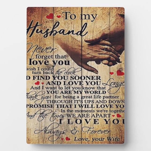 Love Quotes Gift | To My Husband Present | Plaque (Front)
