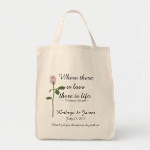 Love Quotes w Pink Rose, Wedding Welcome Bags