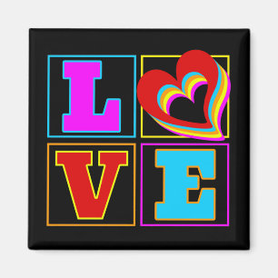 LOVE RAINBOW COLORFUL HEARTS MAGNET